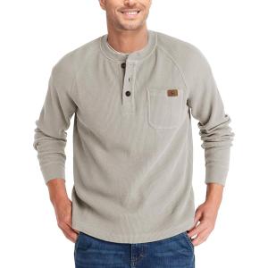 ZITY Long Sleeve Henley Shirts for Men Casual Waffle Thermal Fashion Pullover 3-Button T-Shirt with Pocket(Z-pumice Stone Gray)