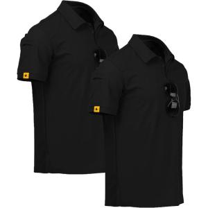 ZITY Mens 2 Pack Polo Shirts Short Sleeve Performance Sports Golf Shirt for Men Tactical Shirt(Pure Black)