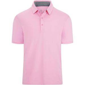ZITY Mens Golf Shirt Short Sleeve Sport Moisture Wicking Performance Print Golf Polo Shirts for Men Collared Casual T-Shirt(Pink)