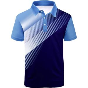ZITY Mens Golf Shirt Short Sleeve Sport Moisture Wicking Performance Print Golf Polo Shirts for Men Collared Casual T-Shirt(Sapphire Blue)