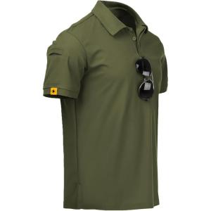 ZITY Mens Polo Shirt Short Sleeve Sports Tactical T-Shirt Athletic Golf Polos Daily Casual Stylish Collared Shirts for Men(Army Green)
