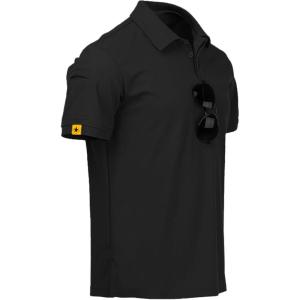 ZITY Mens Polo Shirt Short Sleeve Sports Tactical T-Shirt Athletic Golf Polos Daily Casual Stylish Collared Shirts for Men(Black)