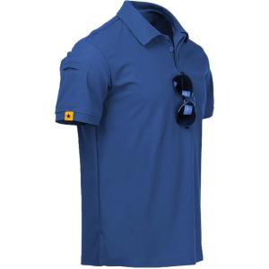 ZITY Mens Polo Shirt Short Sleeve Sports Tactical T-Shirt Athletic Golf Polos Daily Casual Stylish Collared Shirts for Men(Blue)