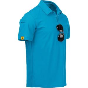 ZITY Mens Polo Shirt Short Sleeve Sports Tactical T-Shirt Athletic Golf Polos Daily Casual Stylish Collared Shirts for Men(Bluegreen)