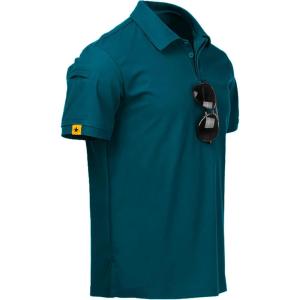 ZITY Mens Polo Shirt Short Sleeve Sports Tactical T-Shirt Athletic Golf Polos Daily Casual Stylish Collared Shirts for Men(Dark Teal Blue)