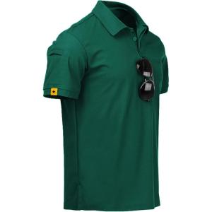 ZITY Mens Polo Shirt Short Sleeve Sports Tactical T-Shirt Athletic Golf Polos Daily Casual Stylish Collared Shirts for Men(Forest Green)