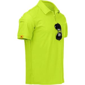 ZITY Mens Polo Shirt Short Sleeve Sports Tactical T-Shirt Athletic Golf Polos Daily Casual Stylish Collared Shirts for Men(Lemon Green)