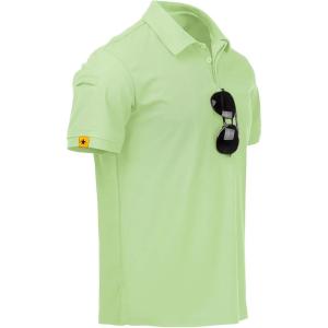 ZITY Mens Polo Shirt Short Sleeve Sports Tactical T-Shirt Athletic Golf Polos Daily Casual Stylish Collared Shirts for Men(Light Green)