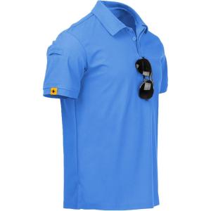 ZITY Mens Polo Shirt Short Sleeve Sports Tactical T-Shirt Athletic Golf Polos Daily Casual Stylish Collared Shirts for Men(Lightblue)