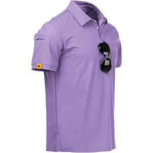 ZITY Mens Polo Shirt Short Sleeve Sports Tactical T-Shirt Athletic Golf Polos Daily Casual Stylish Collared Shirts for Men(Lilac)