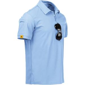 ZITY Mens Polo Shirt Short Sleeve Sports Tactical T-Shirt Athletic Golf Polos Daily Casual Stylish Collared Shirts for Men(Moonblue)