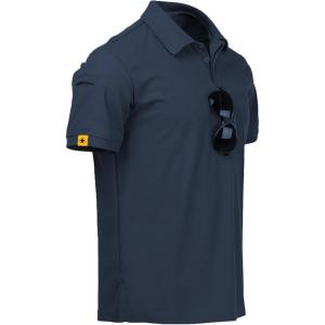 ZITY Mens Polo Shirt Short Sleeve Sports Tactical T-Shirt Athletic Golf Polos Daily Casual Stylish Collared Shirts for Men(Navy)