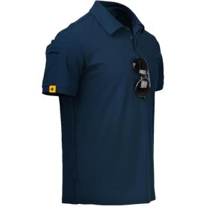 ZITY Mens Polo Shirt Short Sleeve Sports Tactical T-Shirt Athletic Golf Polos Daily Casual Stylish Collared Shirts for Men(Navy Blue)