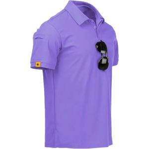ZITY Mens Polo Shirt Short Sleeve Sports Tactical T-Shirt Athletic Golf Polos Daily Casual Stylish Collared Shirts for Men(Purple)