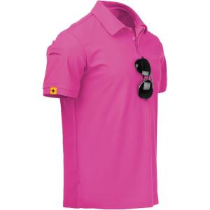 ZITY Mens Polo Shirt Short Sleeve Sports Tactical T-Shirt Athletic Golf Polos Daily Casual Stylish Collared Shirts for Men(Rose)