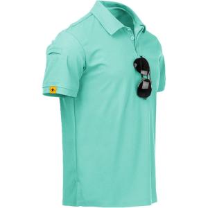 ZITY Mens Polo Shirt Short Sleeve Sports Tactical T-Shirt Athletic Golf Polos Daily Casual Stylish Collared Shirts for Men(Turquoise Blue)