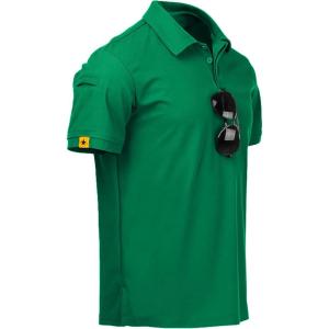 ZITY Mens Polo Shirt Short Sleeve Sports Tactical T-Shirt Athletic Golf Polos Daily Casual Stylish Collared Shirts for Men(Viridian)