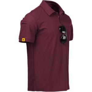 ZITY Mens Polo Shirt Short Sleeve Sports Tactical T-Shirt Athletic Golf Polos Daily Casual Stylish Collared Shirts for Men(Wine Red)