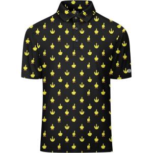 ZITY Select Golf Shirts for Men Short Sleeve UPF 50+ Print Performance Polo Moisture Wicking Funny Golf Collared Shirts(Black Duck Gesture)