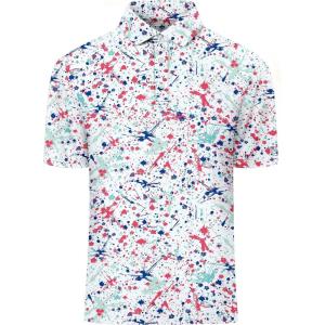 ZITY Select Golf Shirts for Men Short Sleeve UPF 50+ Print Performance Polo Moisture Wicking Funny Golf Collared Shirts(Blue Pink Paint)
