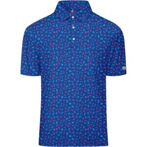 ZITY Select Golf Shirts for Men Short Sleeve UPF 50+ Print Performance Polo Moisture Wicking Funny Golf Collared Shirts(Blue Purple Lobster)