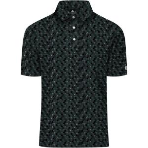 ZITY Select Golf Shirts for Men Short Sleeve UPF 50+ Print Performance Polo Moisture Wicking Funny Golf Collared Shirts(Dark Green Octagram)