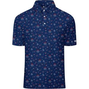 ZITY Select Golf Shirts for Men Short Sleeve UPF 50+ Print Performance Polo Moisture Wicking Funny Golf Collared Shirts(Navy Festival Party)