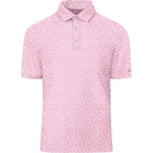 ZITY Select Golf Shirts for Men Short Sleeve UPF 50+ Print Performance Polo Moisture Wicking Funny Golf Collared Shirts(Pink Flower)