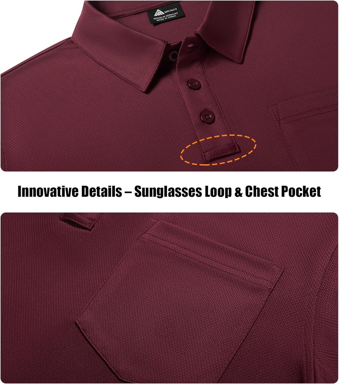 imageZITY 3 Pack Long Sleeve Polo Shirts for Men with Pocket Moisture Wicking Outdoor Workwear Office Casual Collared Shirts FallBlackwine Redroyal Blue