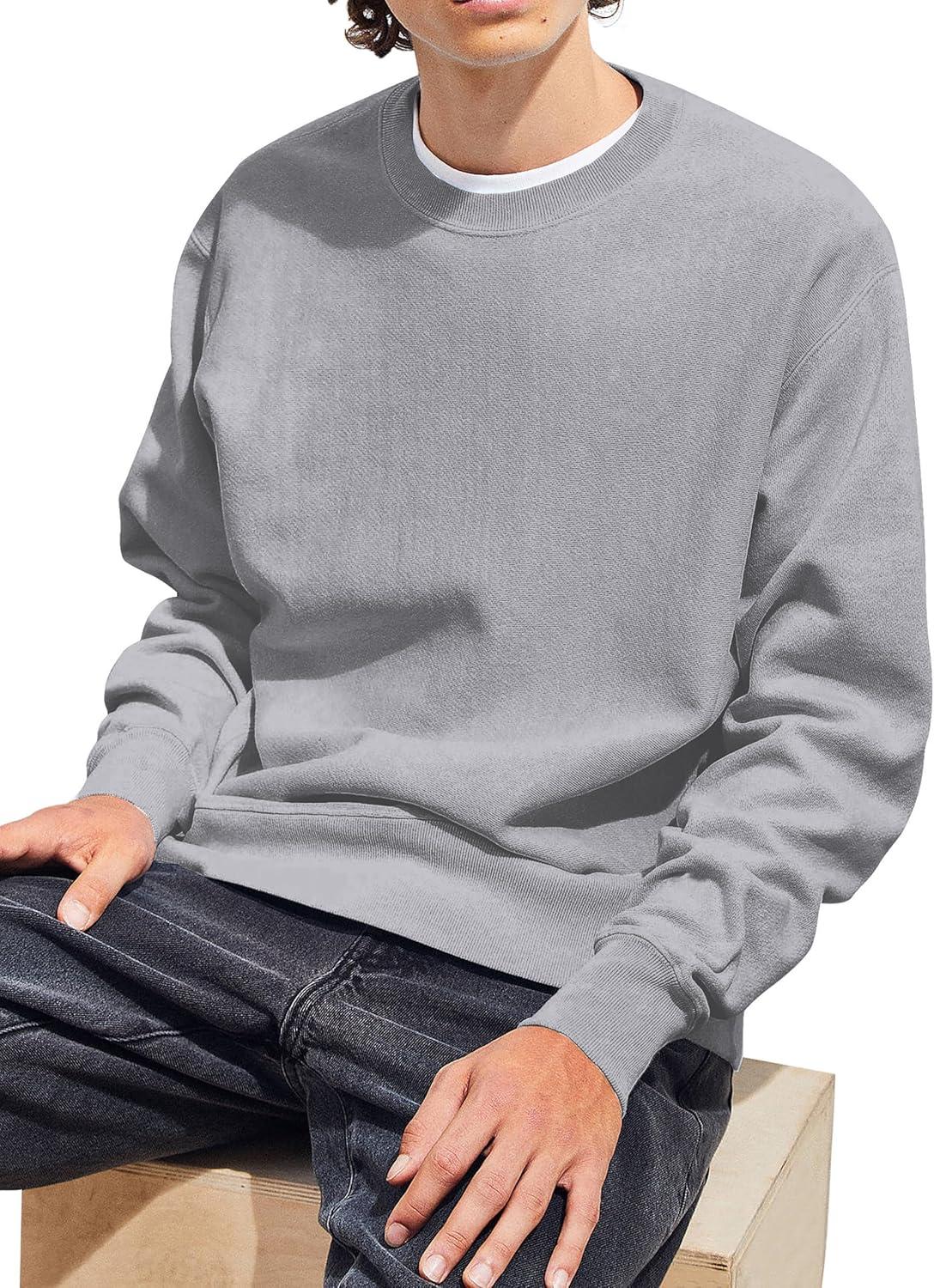 imageZITY 3 Pack Mens Crewneck Sweatshirts Lightweight Long Sleeve Casual Pullover Moisture Wicking Sweatshirts for MenBlack Grey Grey