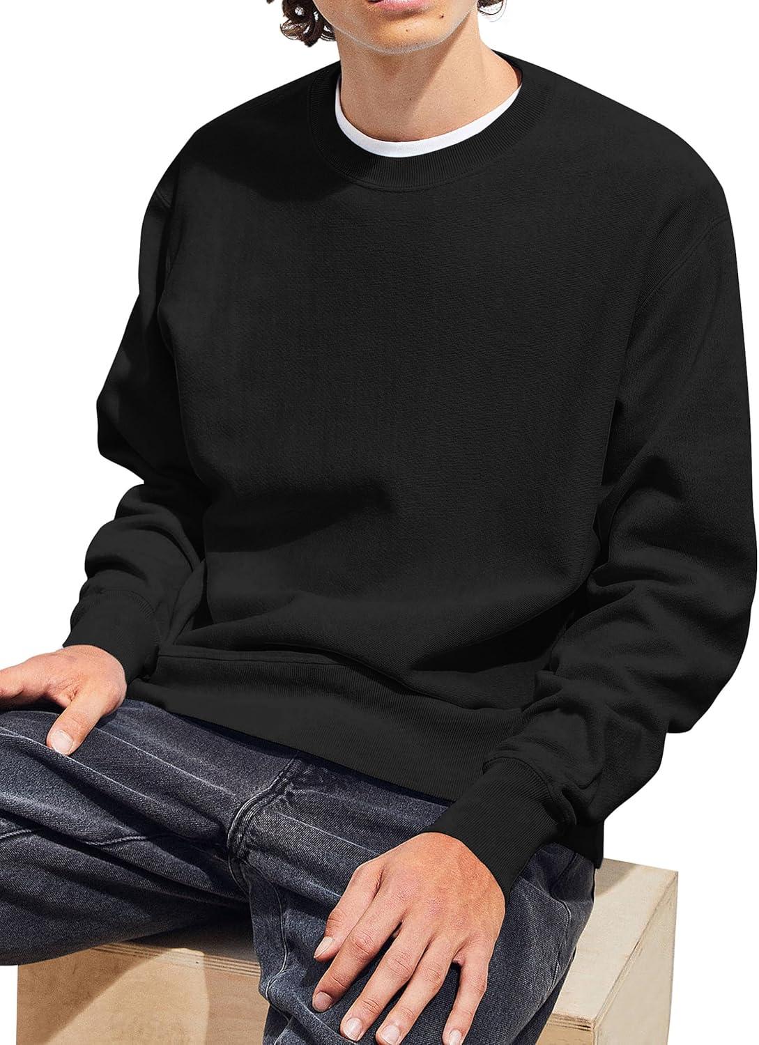imageZITY 3 Pack Mens Crewneck Sweatshirts Lightweight Long Sleeve Casual Pullover Moisture Wicking Sweatshirts for MenBlack Grey Red