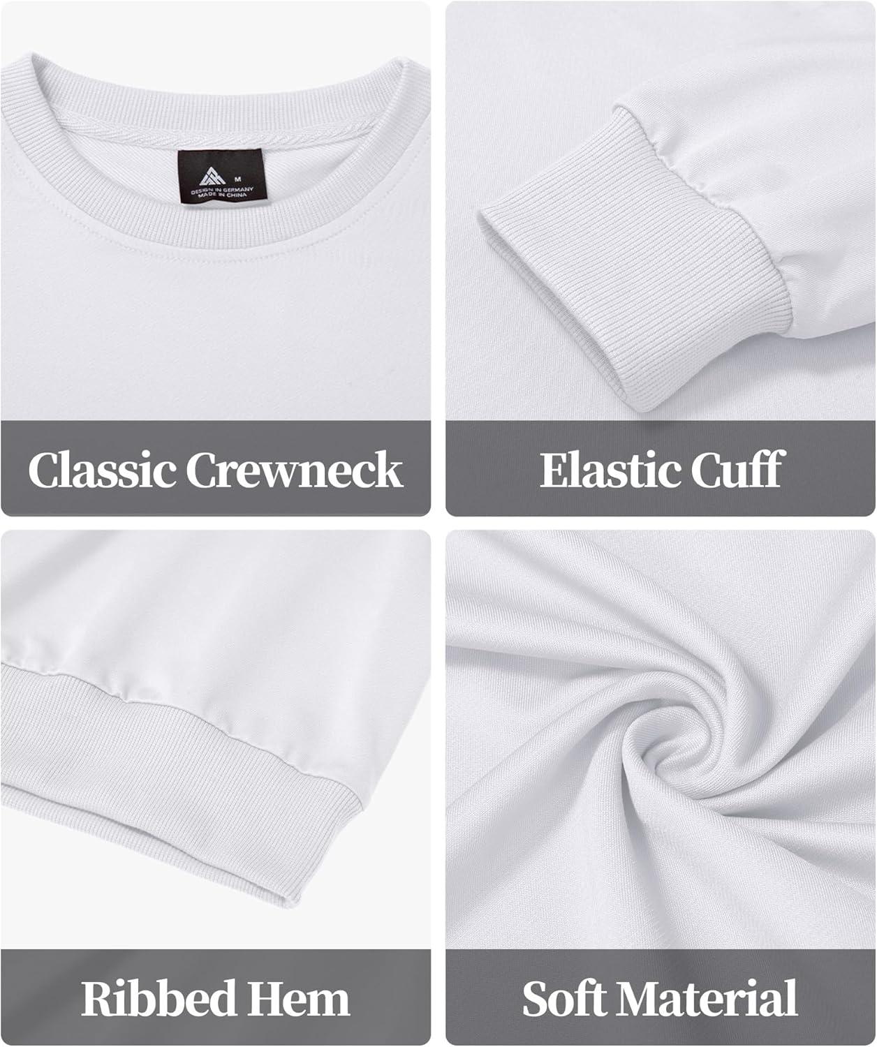 imageZITY 3 Pack Mens Crewneck Sweatshirts Lightweight Long Sleeve Casual Pullover Moisture Wicking Sweatshirts for MenBlack Grey White