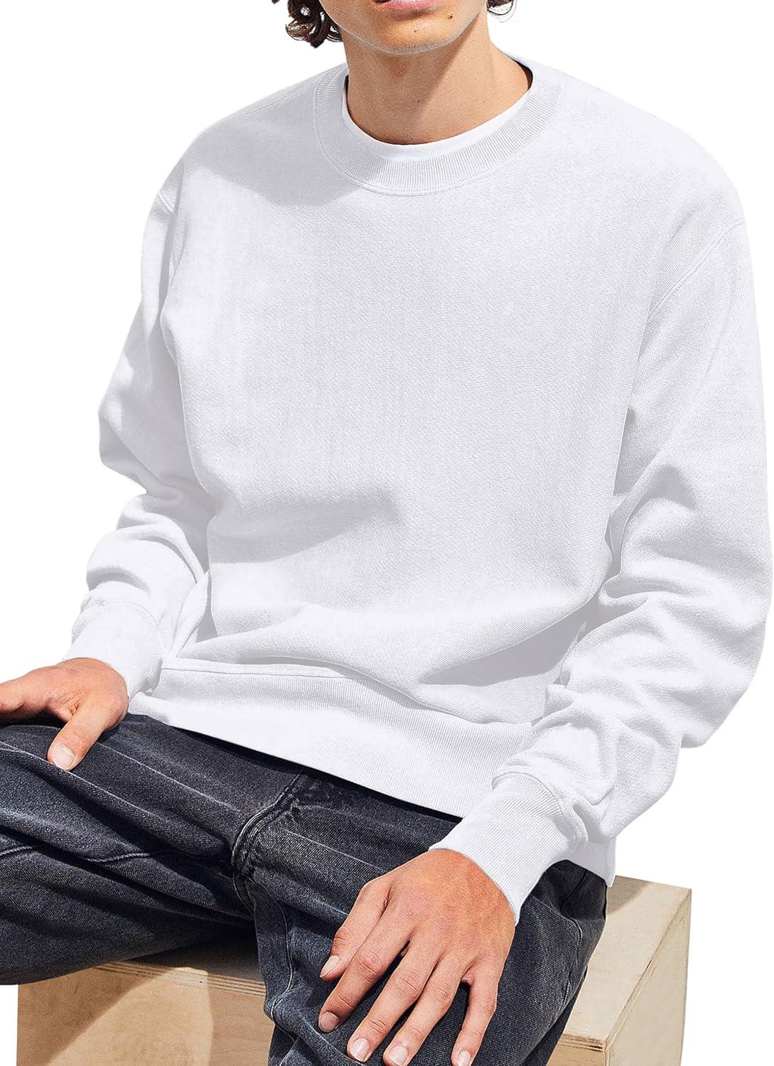 imageZITY 3 Pack Mens Crewneck Sweatshirts Lightweight Long Sleeve Casual Pullover Moisture Wicking Sweatshirts for MenBlack Grey White