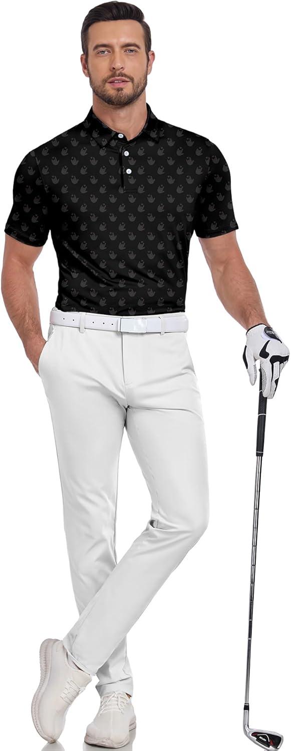imageZITY Mens Golf Shirts Short Sleeve Print Patterns Performance Moisture Wicking Polo ShirtBlack Love