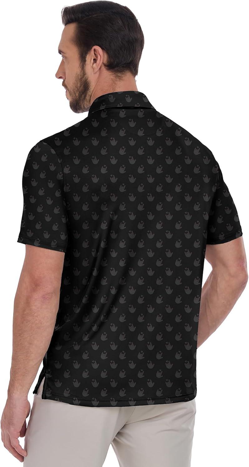 imageZITY Mens Golf Shirts Short Sleeve Print Patterns Performance Moisture Wicking Polo ShirtBlack Love