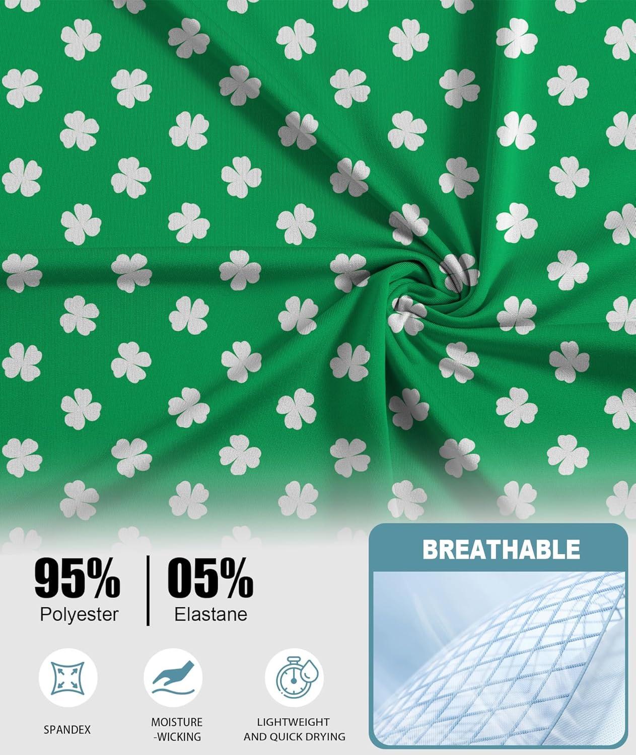imageZITY Mens Golf Shirts Short Sleeve Print Patterns Performance Moisture Wicking Polo ShirtGreen Clover