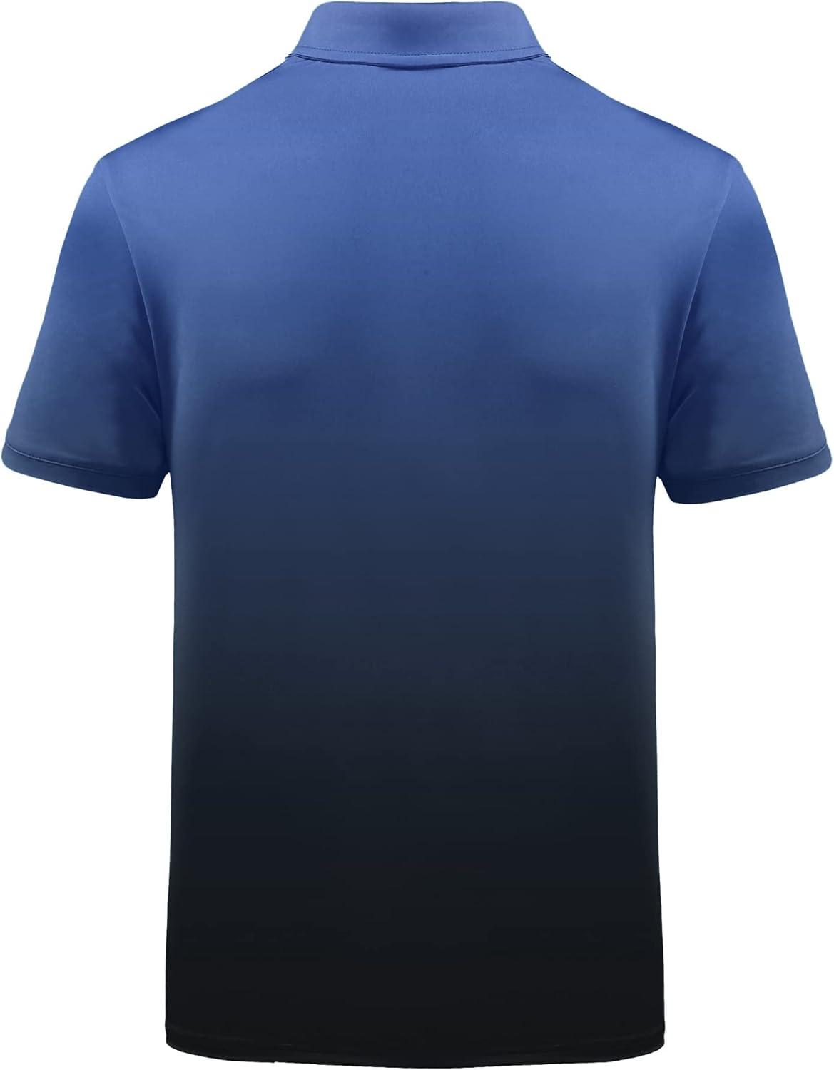 imageZITY Mens Golf Shirts Short Sleeve Print Patterns Performance Moisture Wicking Polo ShirtNavy