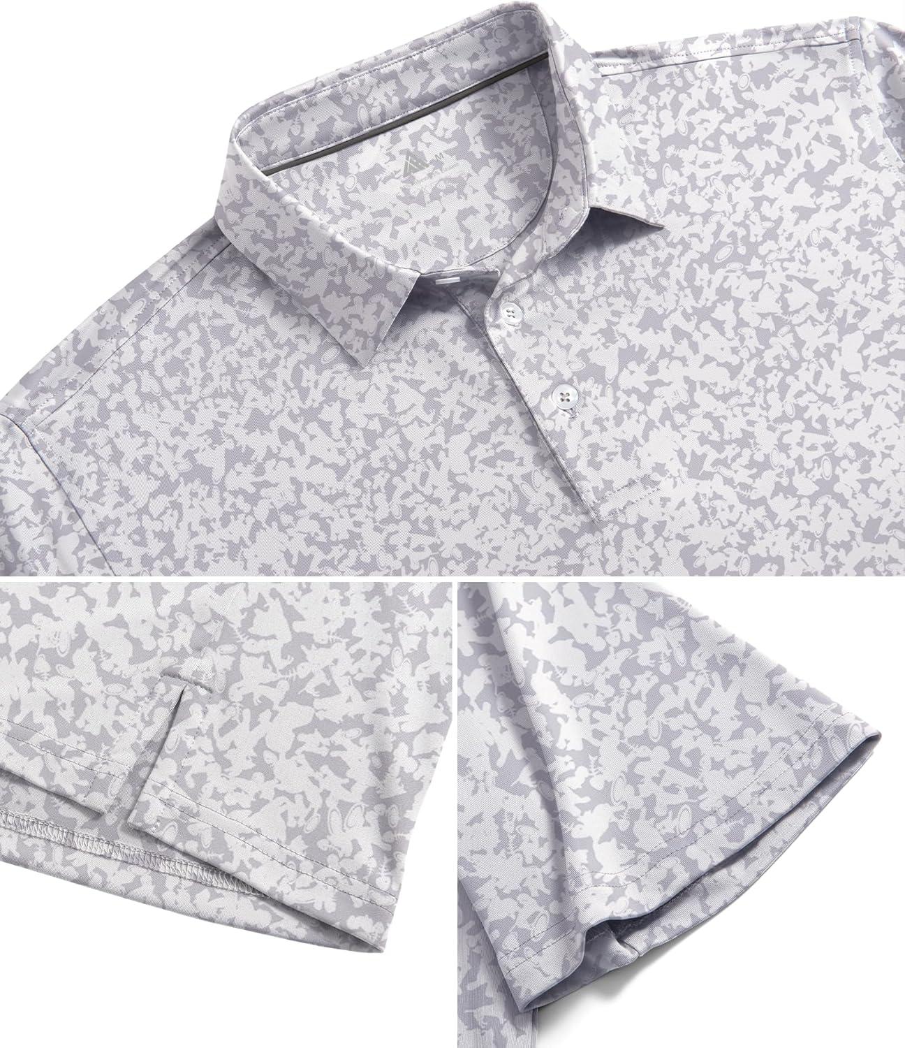 imageZITY Mens Golf Shirts Short Sleeve Print Patterns Performance Moisture Wicking Polo ShirtSand Painting