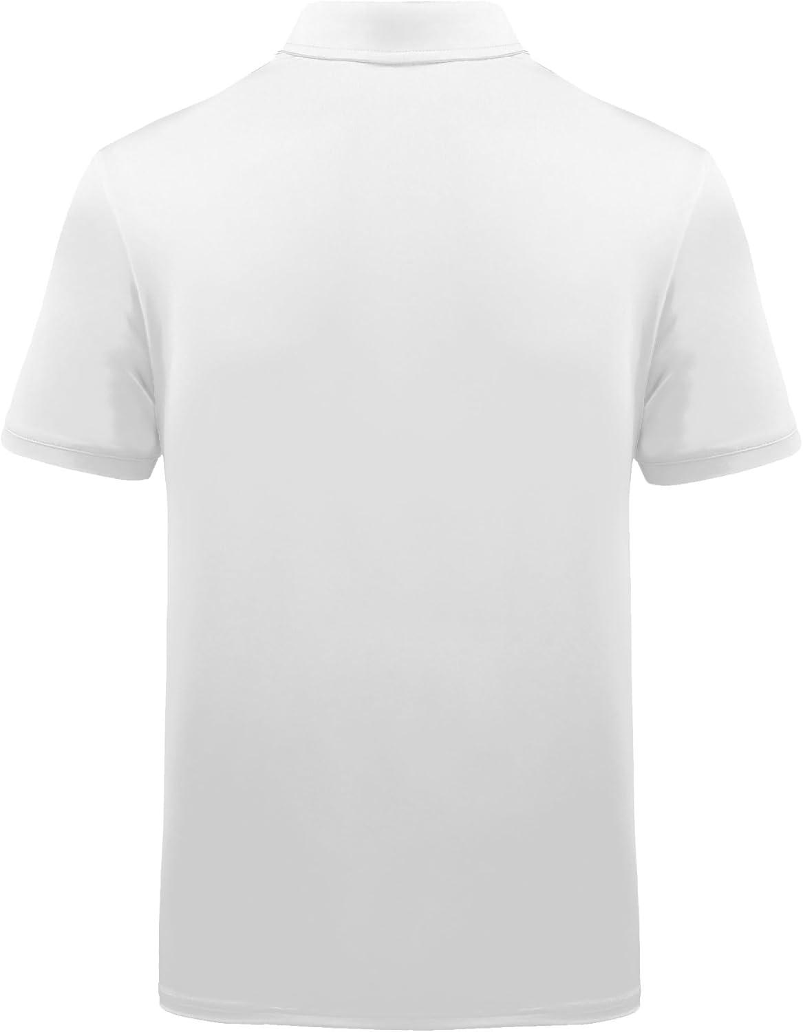 imageZITY Mens Golf Shirts Short Sleeve Print Patterns Performance Moisture Wicking Polo ShirtWhite Blue Stripes