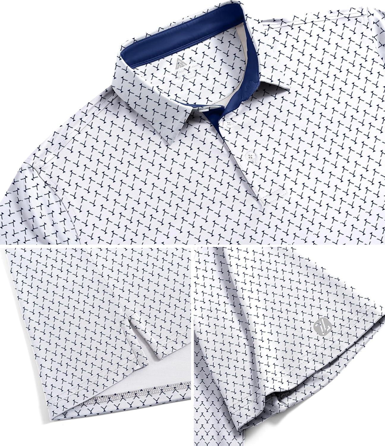 imageZITY Mens Golf Shirts Short Sleeve Print Patterns Performance Moisture Wicking Polo ShirtWhite Wine Glass