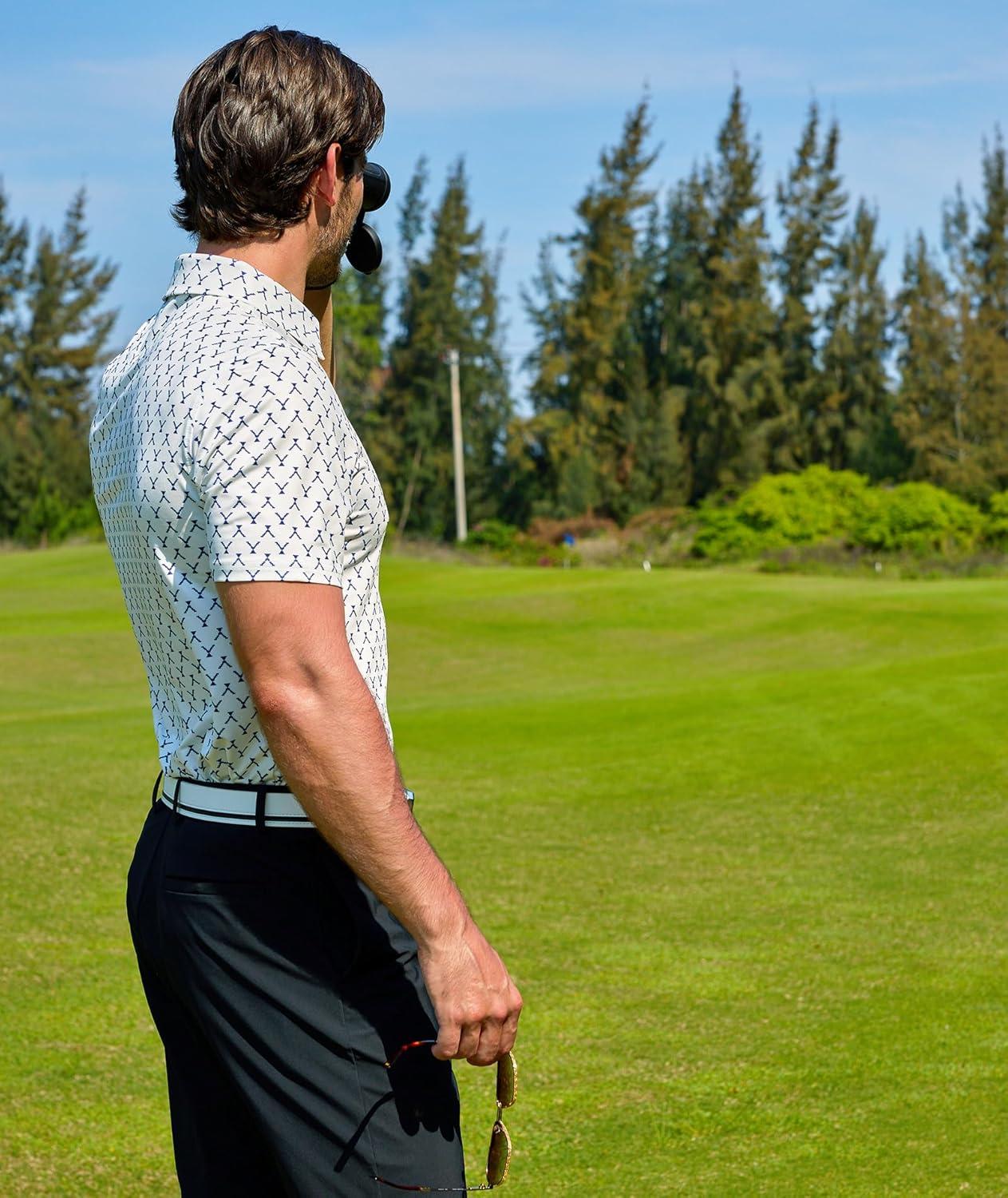 imageZITY Mens Golf Shirts Short Sleeve Print Patterns Performance Moisture Wicking Polo ShirtWhite Wine Glass