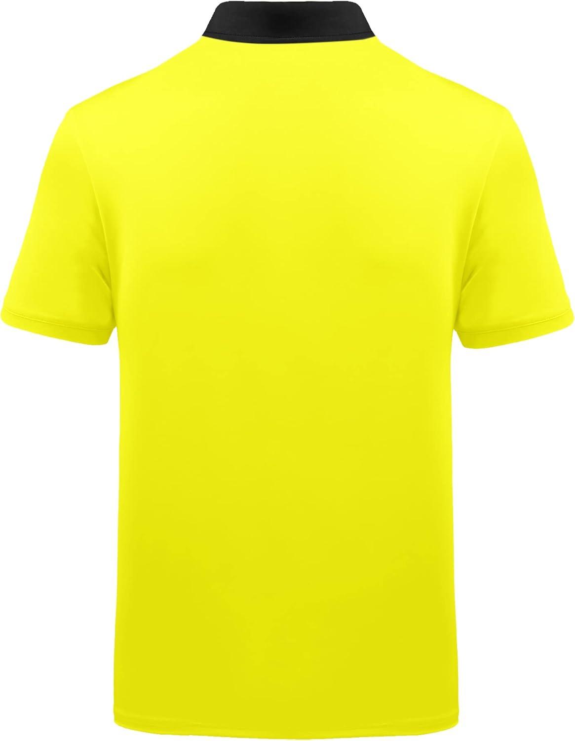imageZITY Mens Golf Shirts Short Sleeve Print Patterns Performance Moisture Wicking Polo ShirtYellow