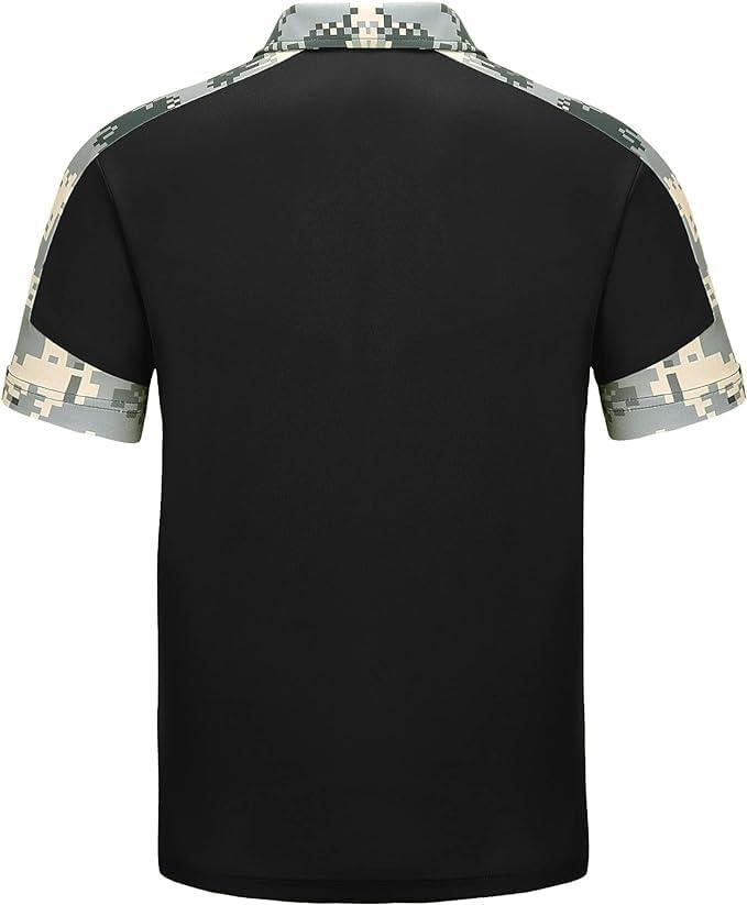 imageZITY Polo Shirts for Men Quarter Zip Short Sleeve Tactical Casual Golf Shirts Collared for Military Army TShirtsBlack