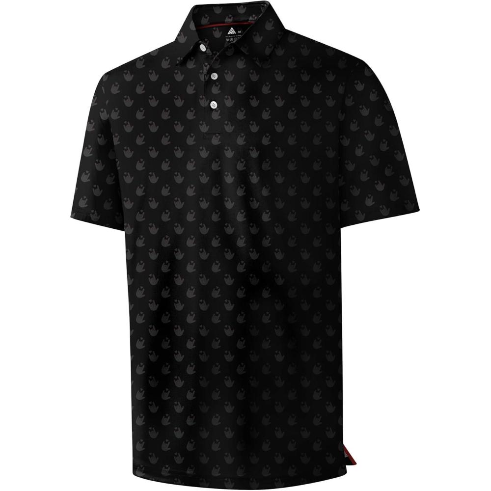 imageZITY Mens Golf Shirts Short Sleeve Print Patterns Performance Moisture Wicking Polo ShirtBlack Love
