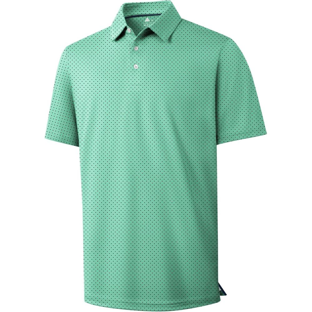 imageZITY Mens Golf Shirts Short Sleeve Print Patterns Performance Moisture Wicking Polo ShirtGreen Wave Point