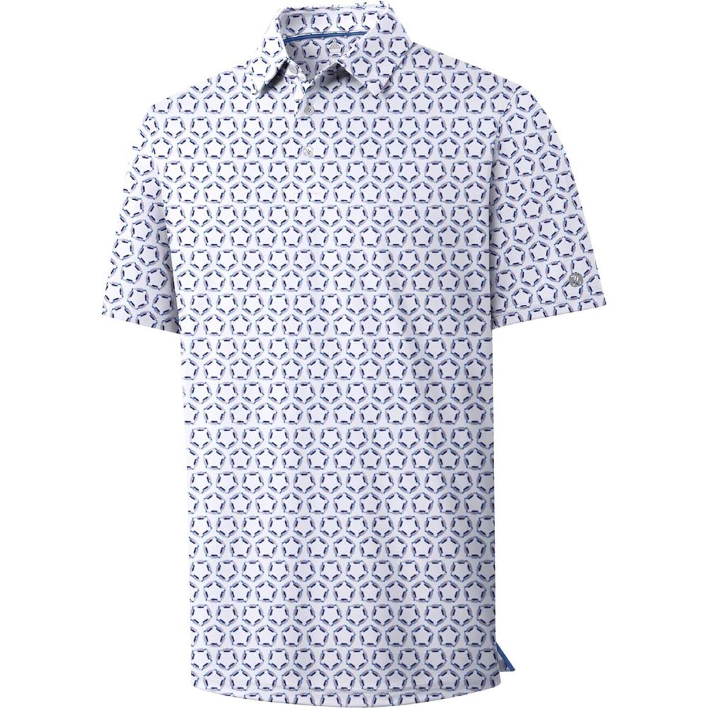 imageZITY Mens Golf Shirts Short Sleeve Print Patterns Performance Moisture Wicking Polo ShirtGrey Blue Pentagon
