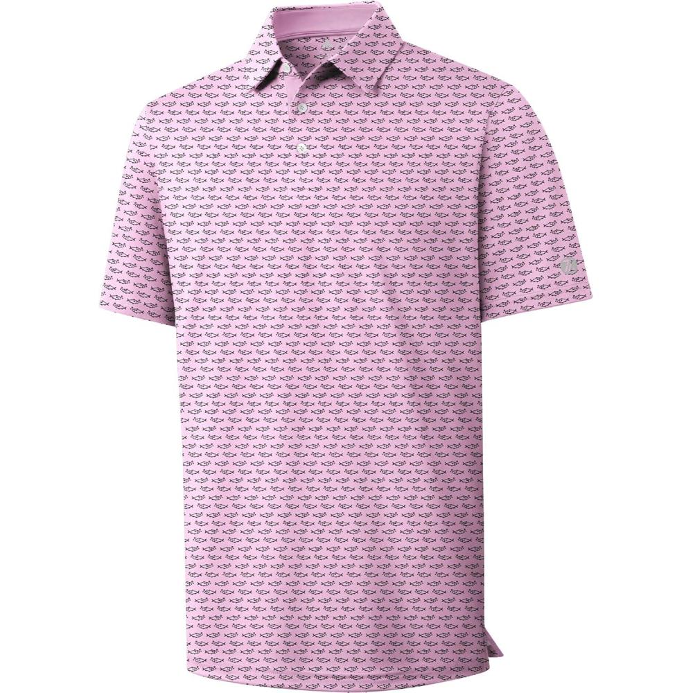 imageZITY Mens Golf Shirts Short Sleeve Print Patterns Performance Moisture Wicking Polo ShirtPink Fish Bones