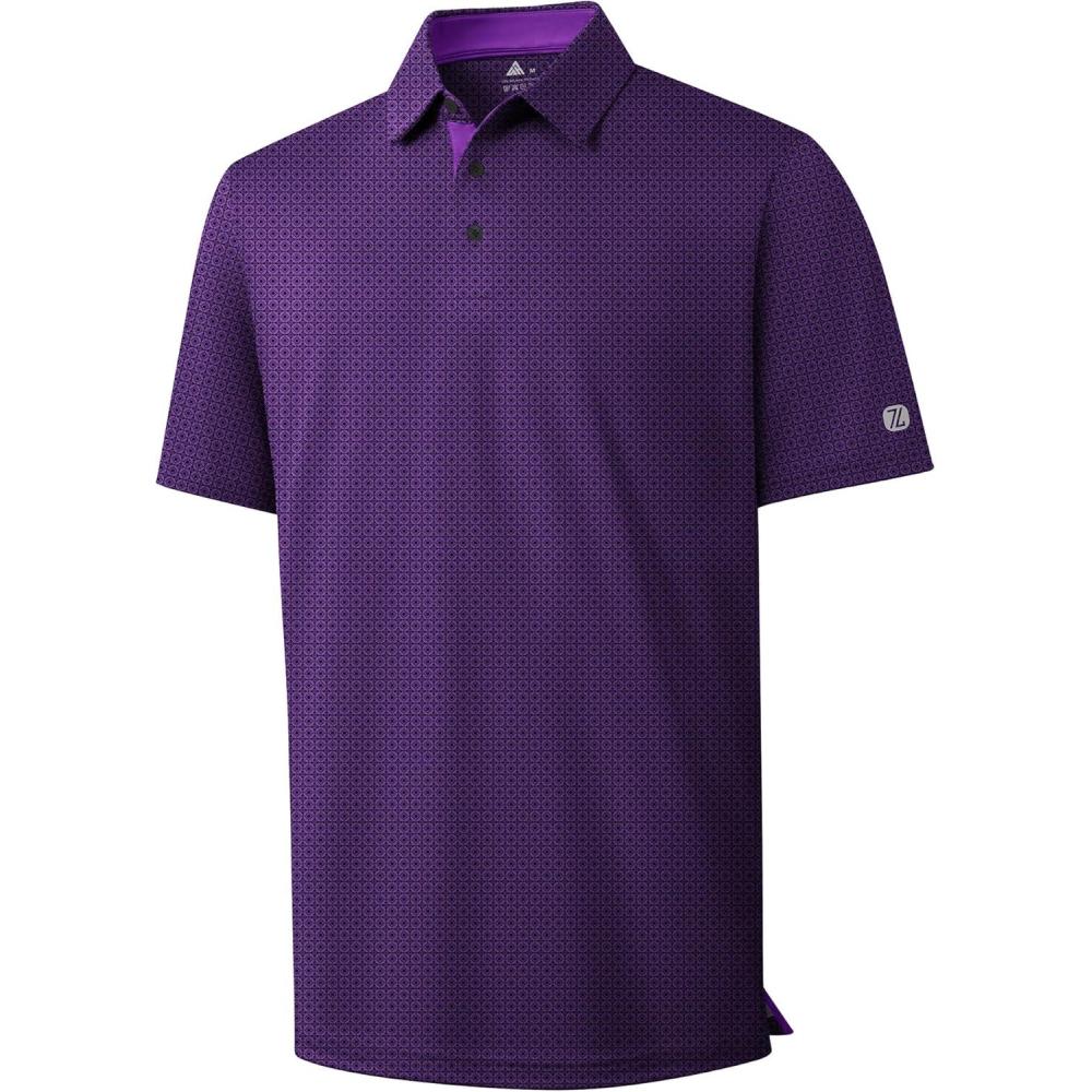 imageZITY Mens Golf Shirts Short Sleeve Print Patterns Performance Moisture Wicking Polo ShirtPurple Circle