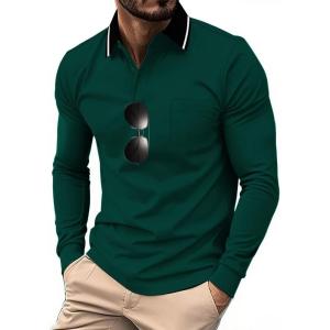 ZITY 3 Pack Men Polo Shirts Long Sleeve with Pocket Golf Shirts Shirts for Men Casual Work Athletic Collared T-Shirts(Z Forest Green)