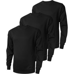 ZITY 3 Pack Men’s Crewneck Sweatshirts Lightweight Long Sleeve Casual Pullover Moisture Wicking Sweatshirts for Men(Black)